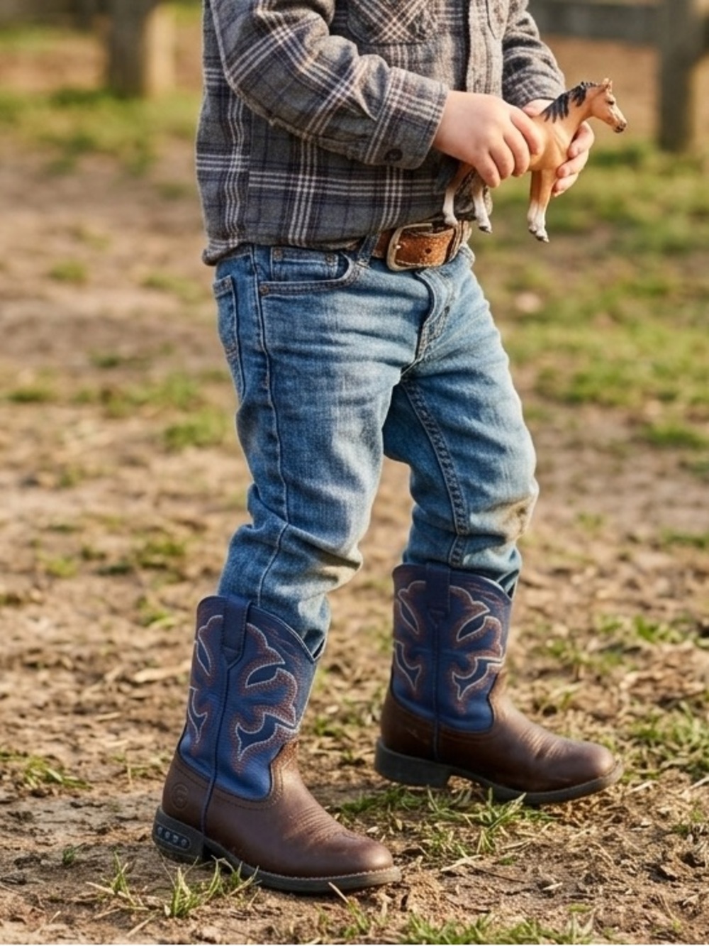Roper Kids Brown embroidered Cowboy Boots Sz 10